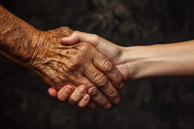 Realistic scene with health worker taking care of elderly patient