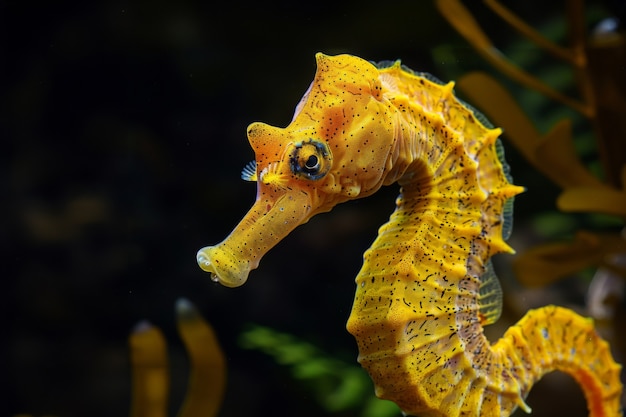 Free photo realistic seahorse animal in the wild underwater environment