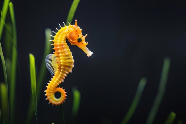 Realistic seahorse animal in the wild underwater environment