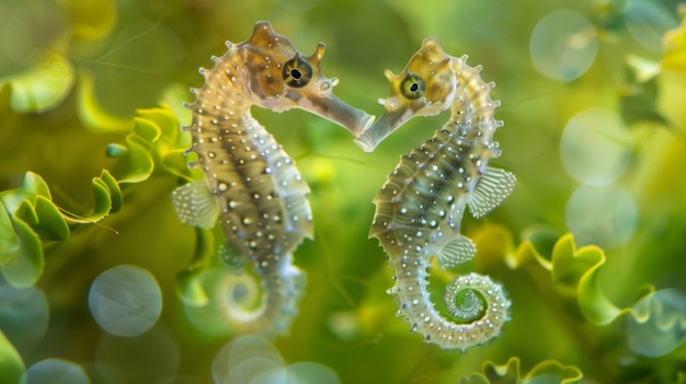 Free photo realistic seahorse animal in the wild underwater environment