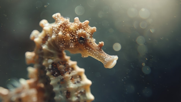 Free photo realistic seahorse animal in the wild underwater environment