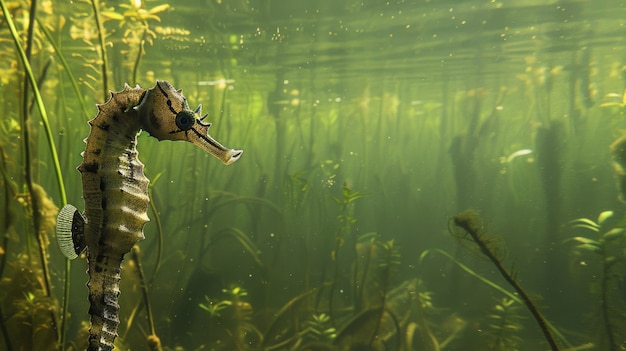 Free Photo realistic seahorse animal in the wild underwater environment