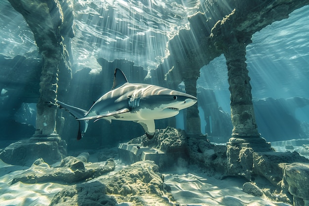 Free photo realistic shark in ocean