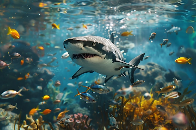 Free photo realistic shark in ocean