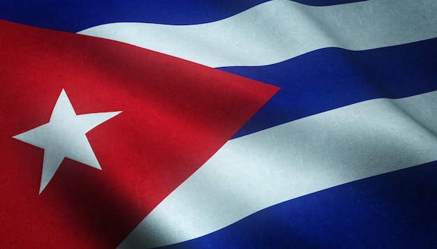 Free photo realistic shot of the waving flag of cuba with interesting textures