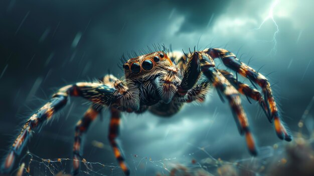 Realistic spider in nature