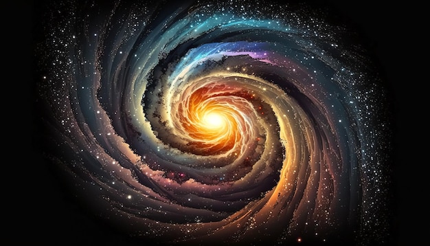 Realistic spiral galaxy with stars generative AI