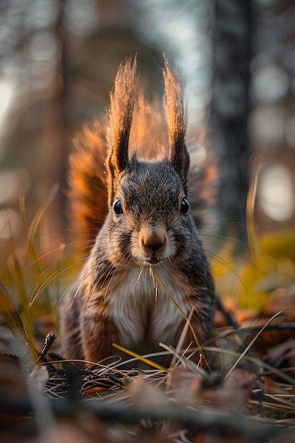 Realistic squirrel in natural setting