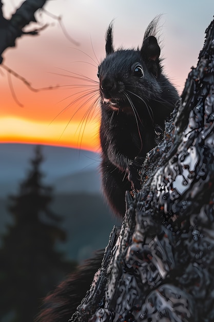 Free photo realistic squirrel in natural setting