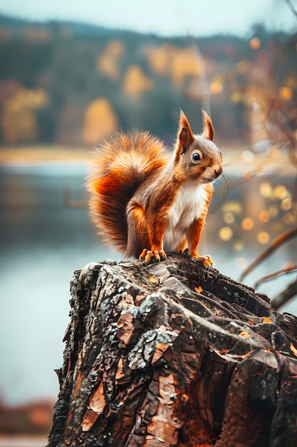 Realistic squirrel in natural setting