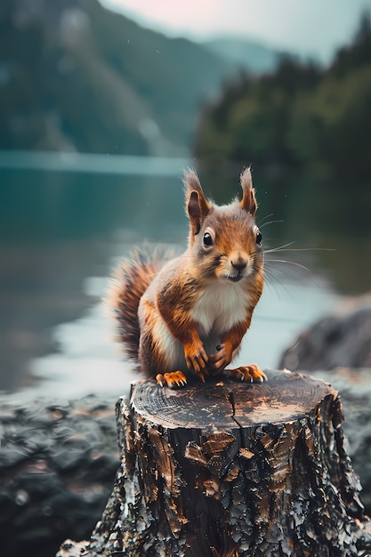 Free Photo realistic squirrel in natural setting