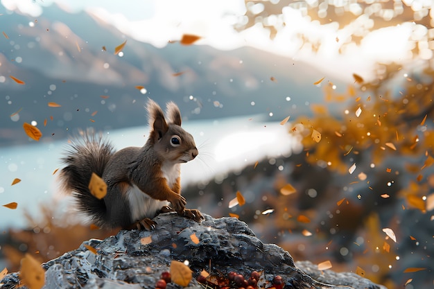 Free photo realistic squirrel in natural setting