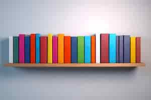 Free photo realistic stacked books on a shelf