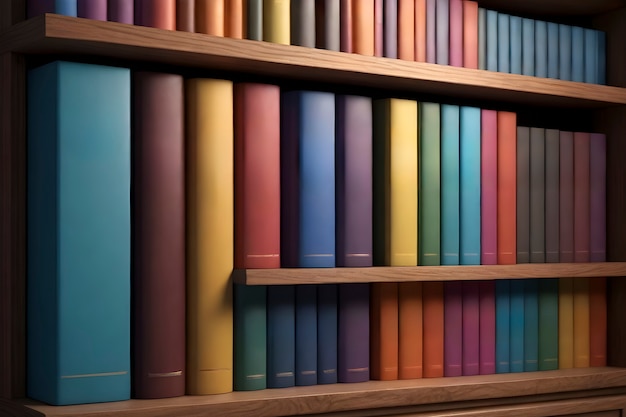 Realistic stacked books on a shelf