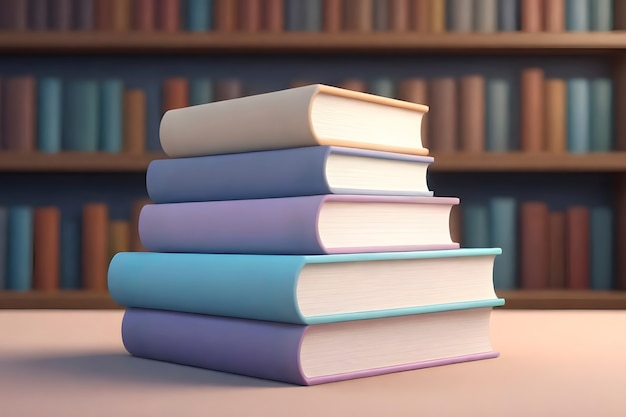 Realistic stacked books on a table