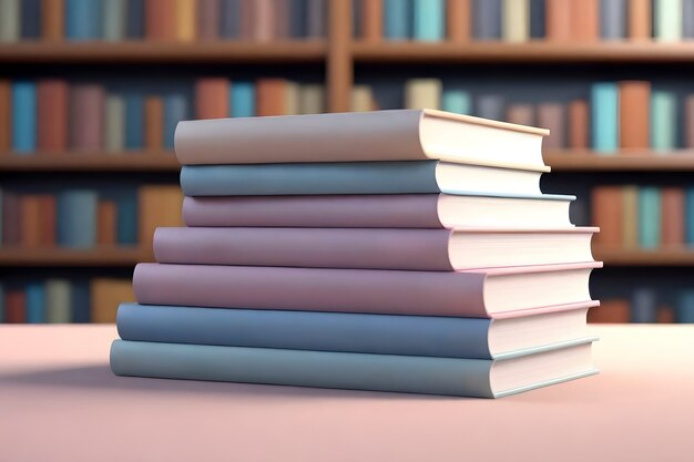 Realistic stacked books on a table