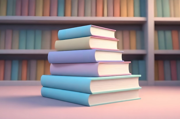 Free photo realistic stacked books on a table