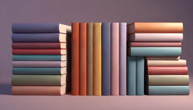 Realistic stacked books on a table