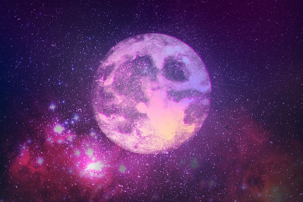 Free photo realistic super moon on sky background