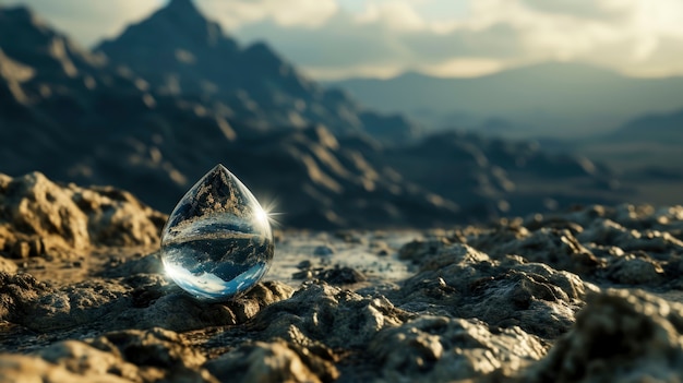 Realistic water drop with an ecosystem for world water day