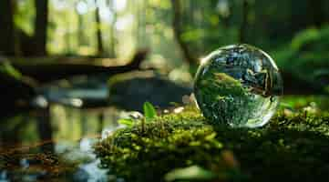 Free photo realistic water drop with an ecosystem for world water day