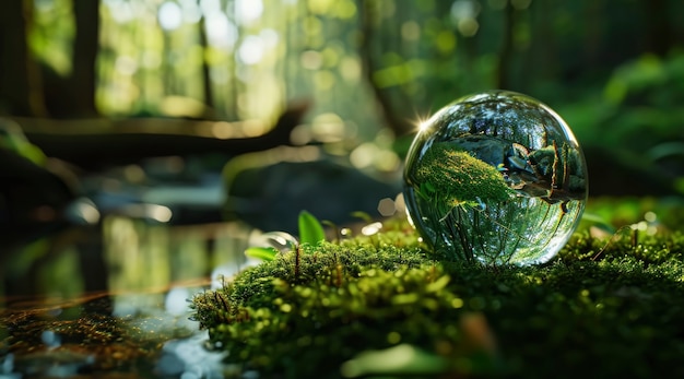 Realistic water drop with an ecosystem for world water day