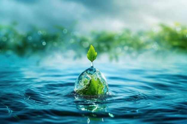 Free photo realistic water drop with an ecosystem