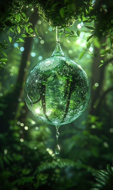 Free Photo realistic water drop with an ecosystem