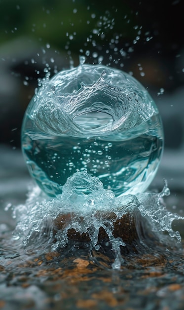 Free photo realistic water drop with an ecosystem