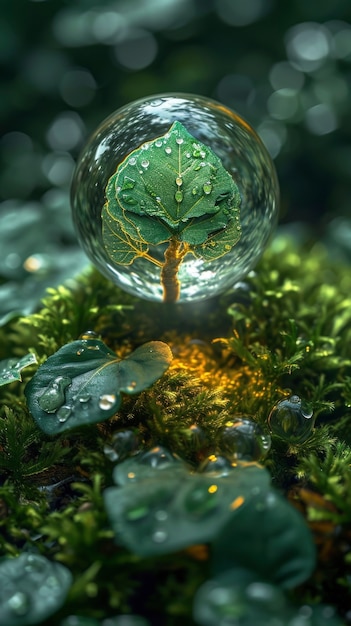 Free photo realistic water drop with an ecosystem