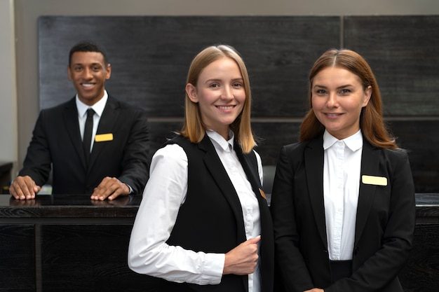 Free photo receptionists at work in elegant suits