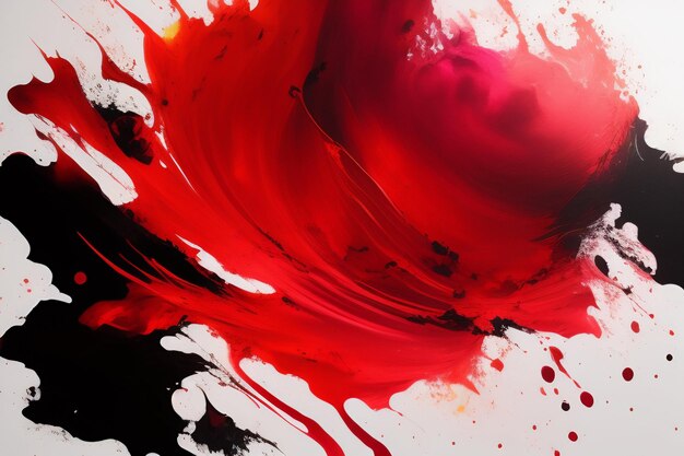 A red and black painting with a black background and a white background with red paint.