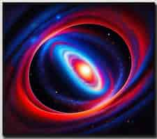 Free photo a red and blue swirl is in the center of a black hole.