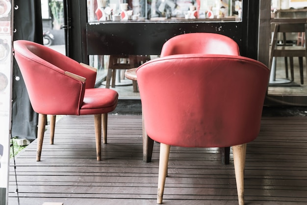 Free Photo red chair and table in cafe