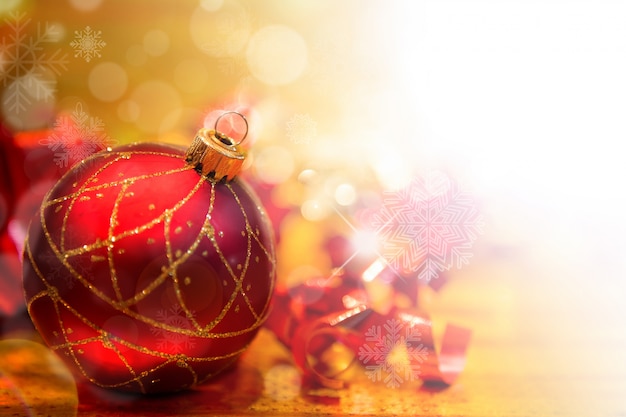 Free Photo red christmas ball with christmas decorations