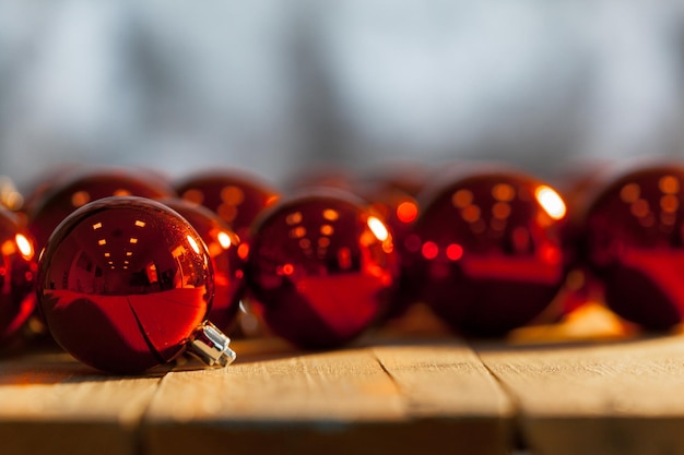 Free photo red christmas balls