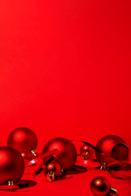 Free photo red christmas on red background