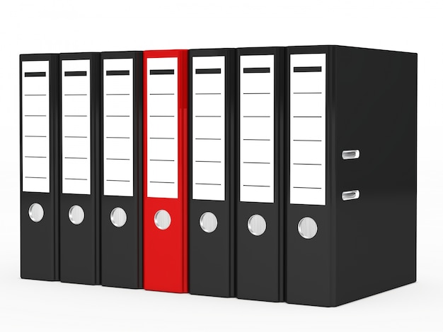 Free photo red file surrounded by black files