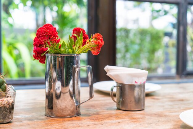 red flowers decoration on table