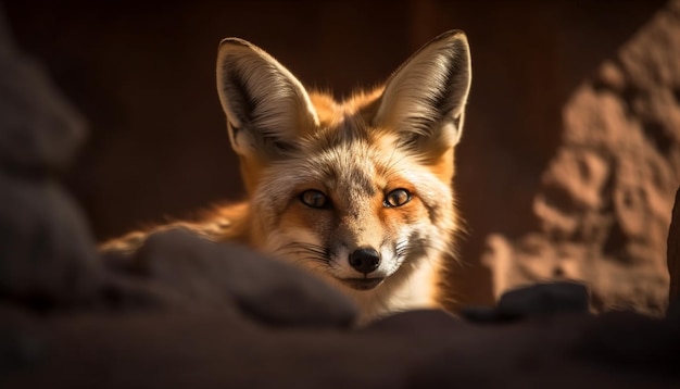 Free photo red fox looking cute in natural wilderness generated by ai