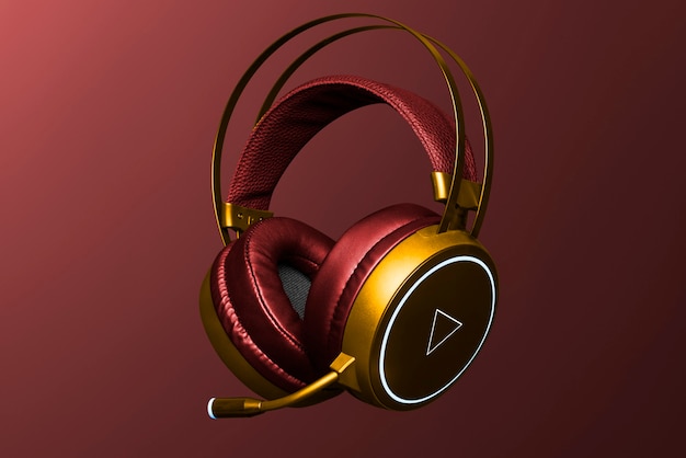 Red and gold headphones digital device