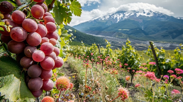 Free photo red grapes in the vineyard  cinematic style