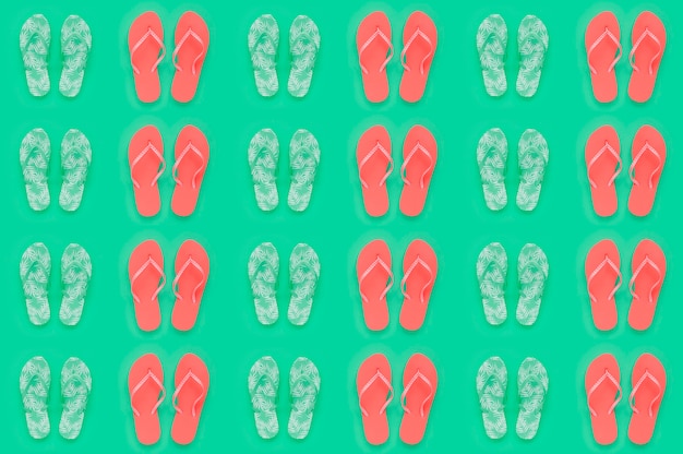 Free Photo red and green flip flop pattern