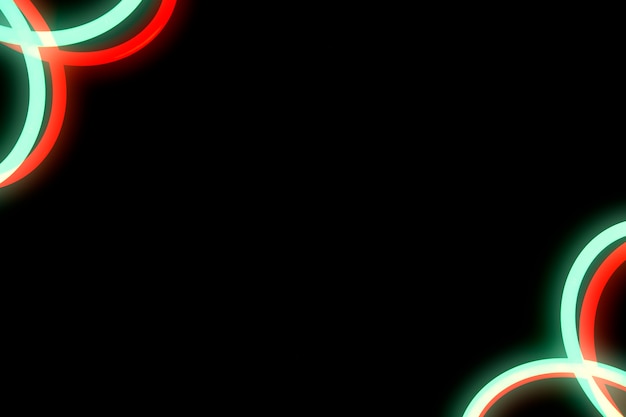 Free photo red and green neon curved design on the corner of black background