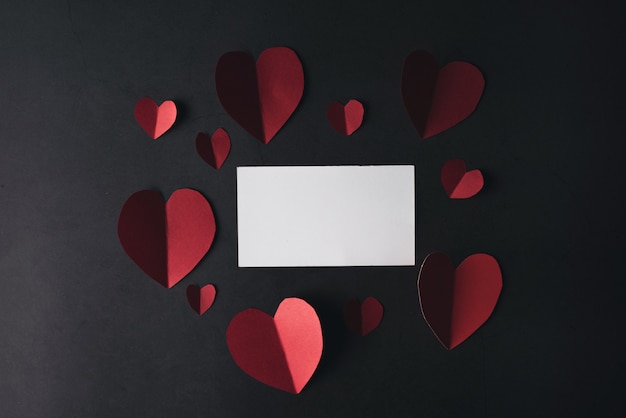 Free Photo red heart paper and blank with note card