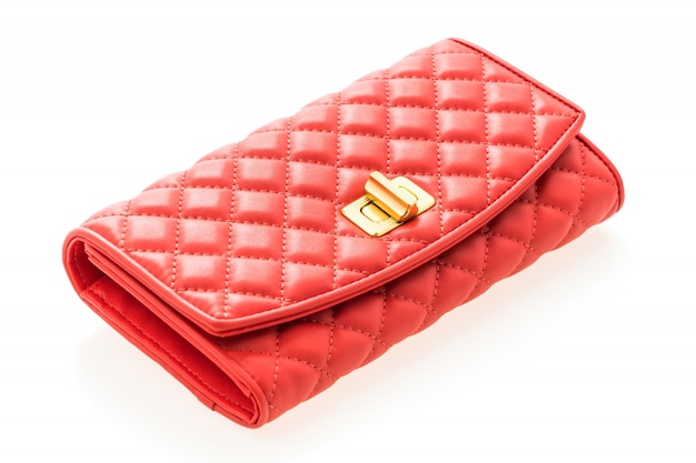 Red leather women wallet