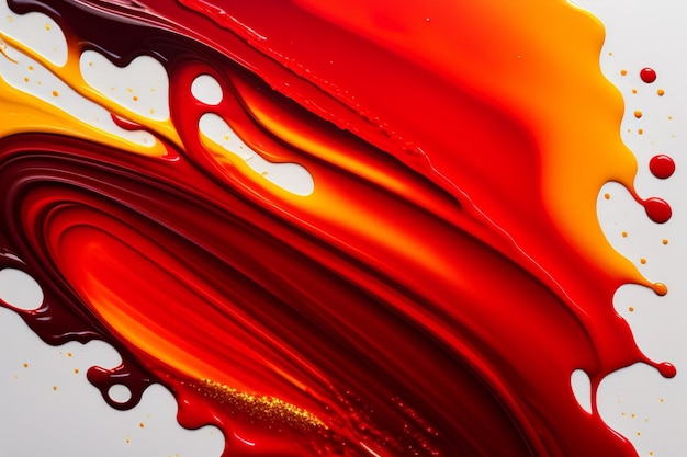 Free Photo a red and orange liquid painting with the word red on it.