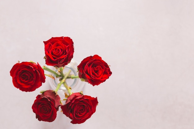 Red roses in vase