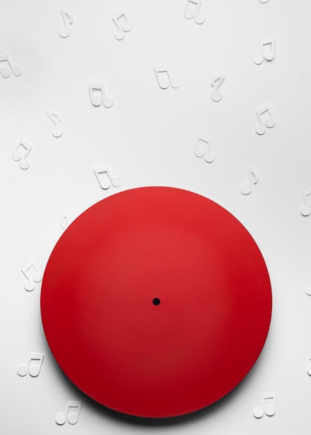 Free Photo red vinyl with musical notes