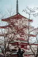 Free photo red and white japanese temple